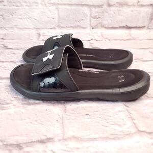 Under Armour 7 youth boys girls slides sandals slip on black (H)